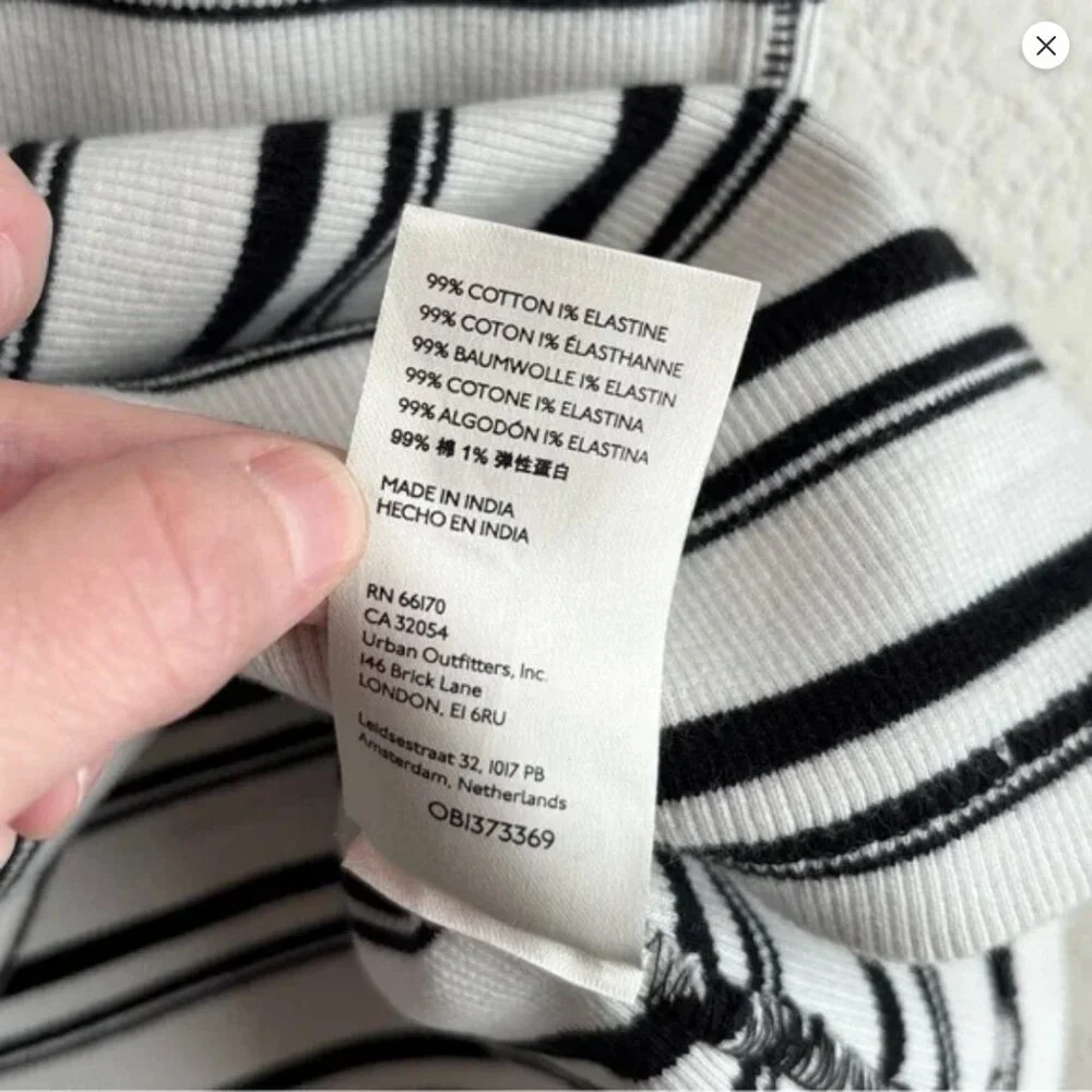 Maeve Anthropologie mock neck ribbed striped short sleeve top Small S - Picture 5 of 6